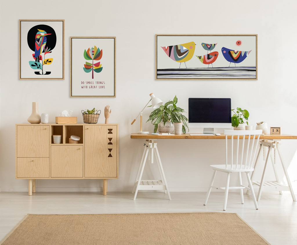 Sylvie Family Tree 4 Birds Framed Canvas by Rachel Lee of My Dream Wall