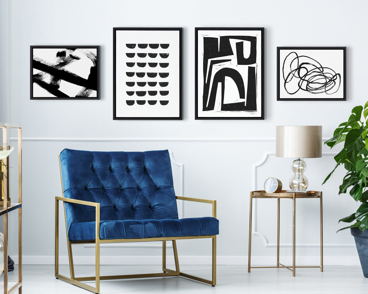 Sylvie Modern Abstract Framed Canvas Set