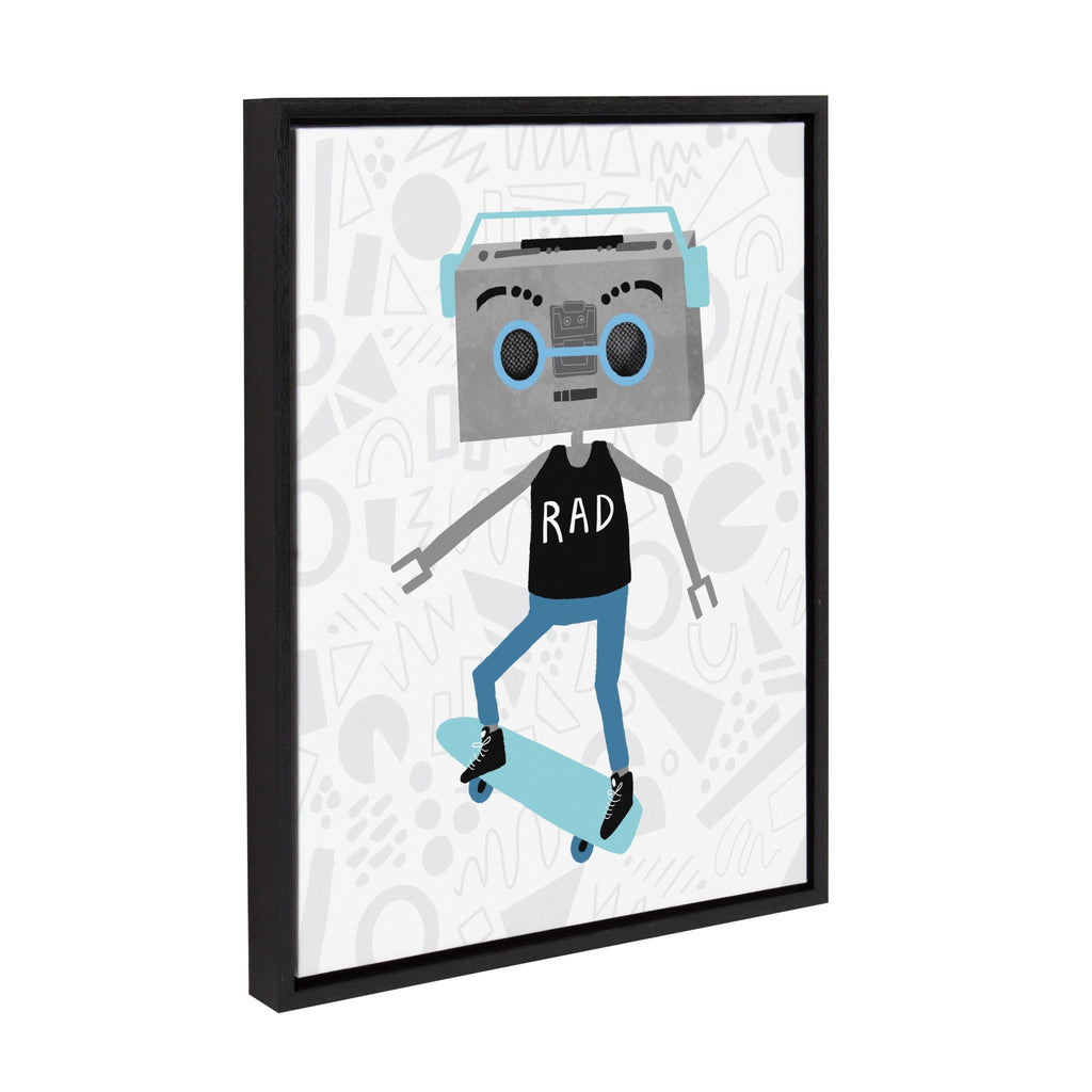 Sylvie Boom Box Boy 1 Framed Canvas by Molly Fabiano, Black 18x24