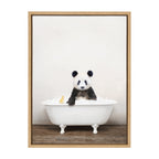 Sylvie Panda Waving in Rustic Bath Framed Canvas by Amy Peterson Art Studio