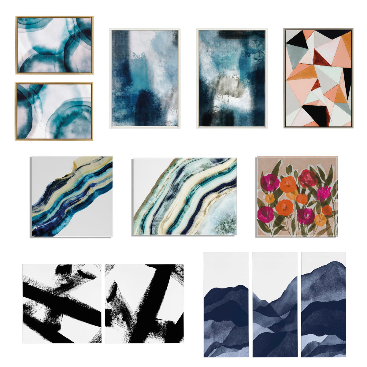 Sylvie Abstract Mountain Range I and III Orange Framed Canvas by Amy Lighthall