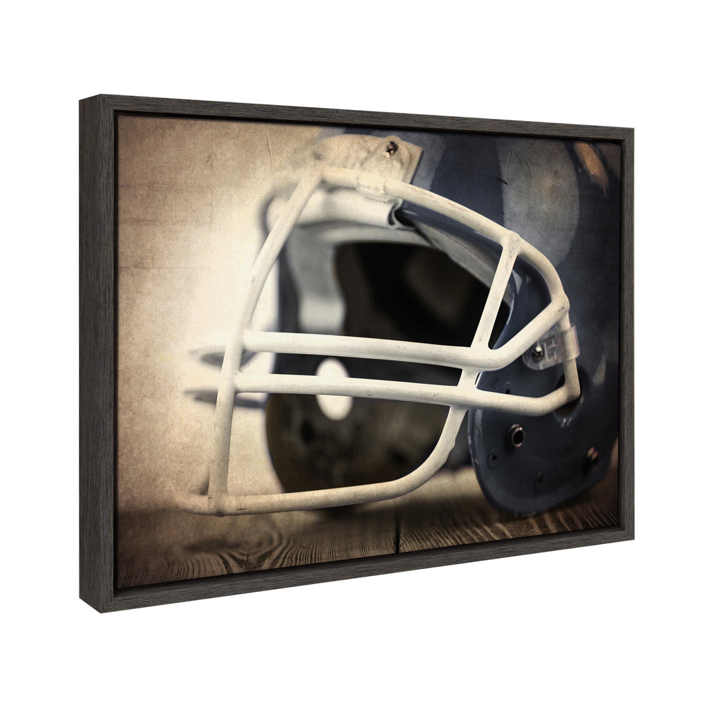 Sylvie Football Helmet Framed Canvas by Shawn St. Peter