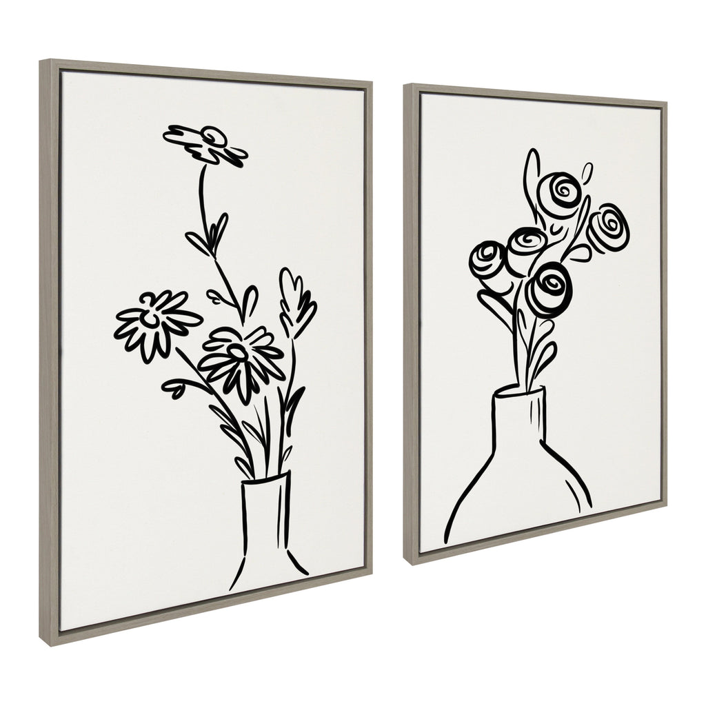 Sylvie Still Life Flowers in Vase Framed Canvas Set by The Creative Bunch Studio