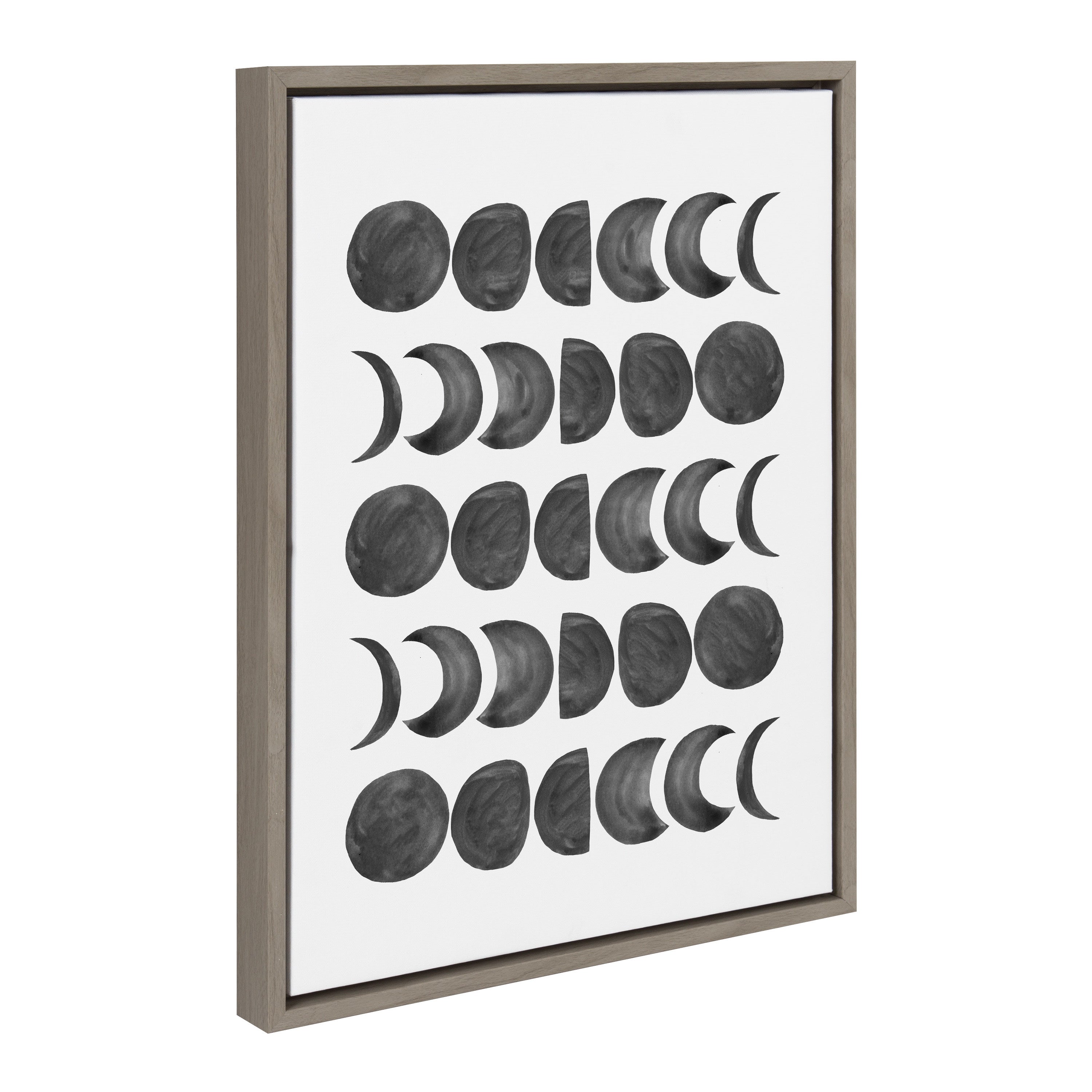 Sylvie 901 Moon Phases Black on White Framed Canvas by Teju Reval of SnazzyHues