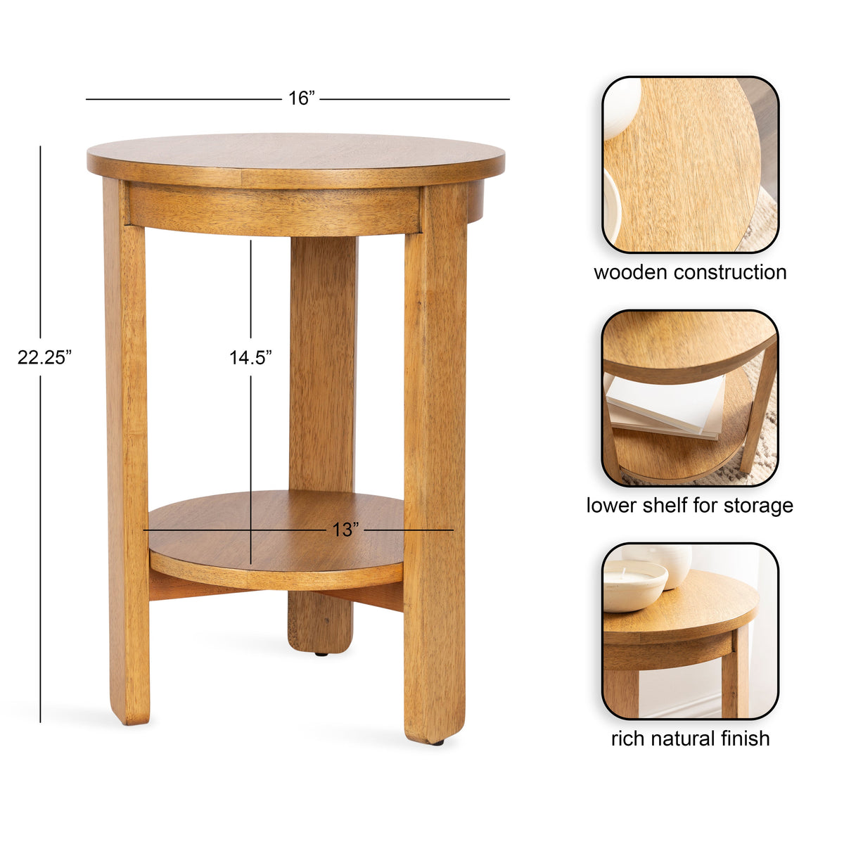 Foxford Round Wood Side Table