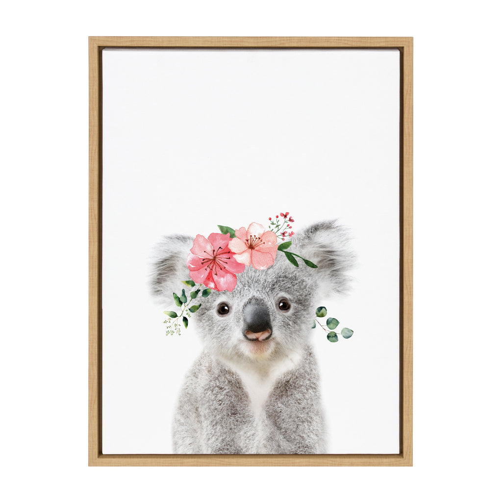Sylvie Flower Crown Koala Framed Canvas by Amy Peterson Art Studio