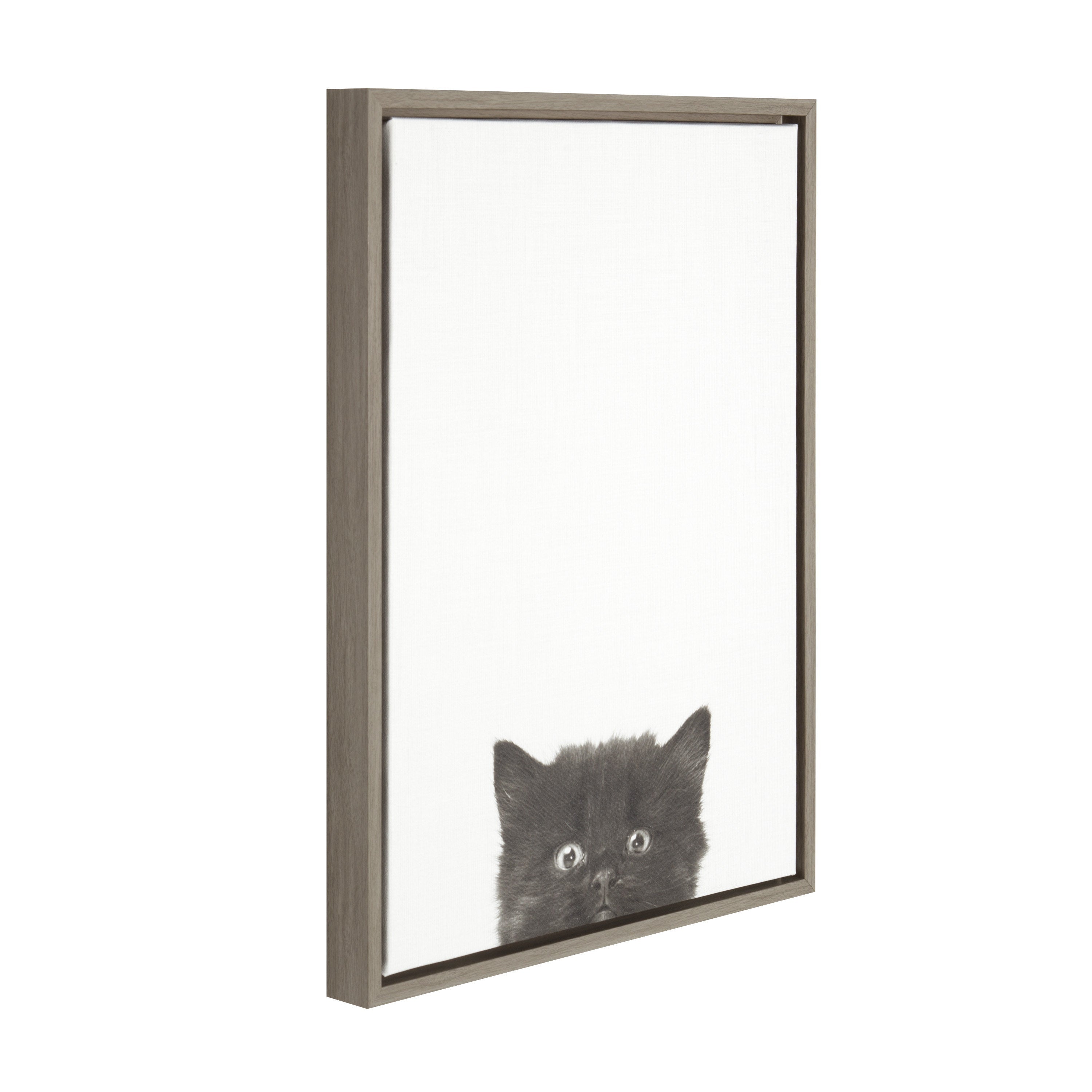 Sylvie Black Kitten Framed Canvas by Simon Te of Tai Prints