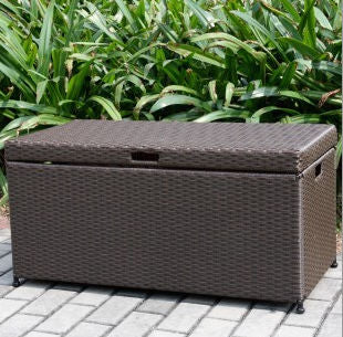 Wicker Lane Ori003-A Outdoor Espresso Wicker Patio Furniture Storage Deck Box