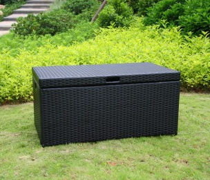 Wicker Lane Ori003-D Outdoor Black Wicker Patio Furniture Storage Deck Box