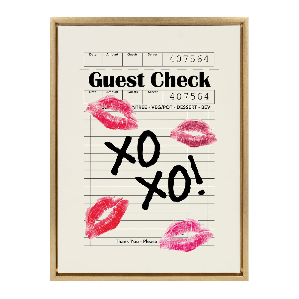 Sylvie XOXO Kisses Guest Check Framed Canvas by Alli Standefer