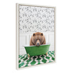 Sylvie Big Bear In Eclectic Green Bath Framed Canvas by Amy Peterson Art Studio