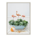 Sylvie Three Flamingos Beach House Bath Framed Canvas by Amy Peterson