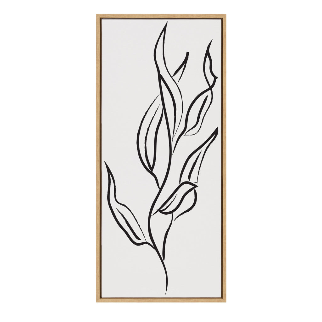 Sylvie Muted Illustrated Botanical Black and White Framed Canvas by The Creative Bunch Studio