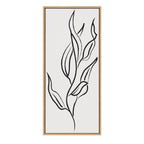 Sylvie Muted Illustrated Botanical Black and White Framed Canvas by The Creative Bunch Studio