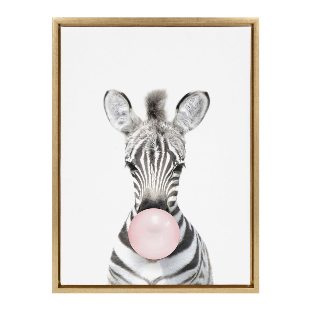 Sylvie Bubble Gum Zebra Framed Canvas by Amy Peterson Art Studio