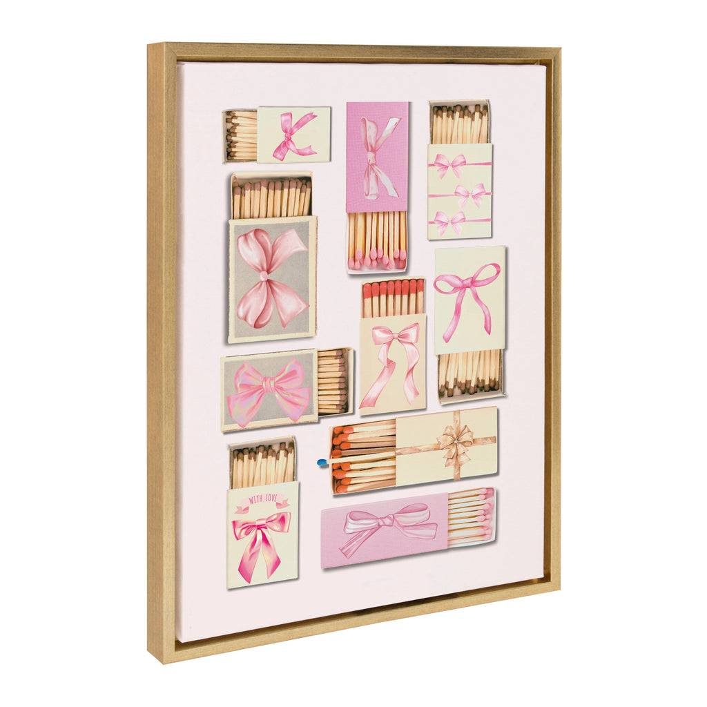 Sylvie Retro Matchboxes Bows Framed Canvas by Honey Island Studio
