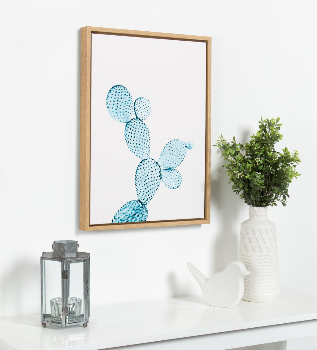 Sylvie Blue Cactus Framed Canvas by Simon Te Tai