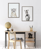 Sylvie Snow Leopard Portrait Framed Canvas by Amy Peterson Art Studio