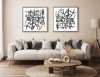 Sylvie Beaded Organic Lines Black and White Abstract Framed Canvas by Statement Goods