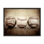 Sylvie Three Vintage Baseballs Framed Canvas by Shawn St. Peter