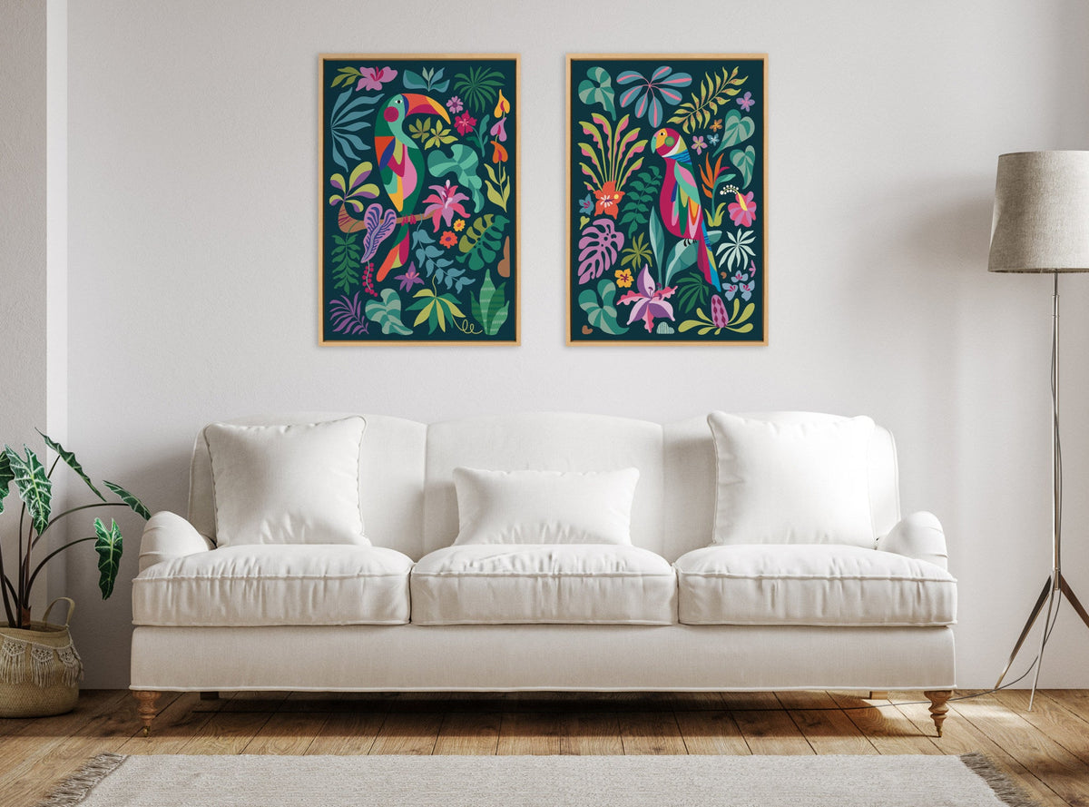 Sylvie Tropical Toucan Framed Canvas by Rachel Lee