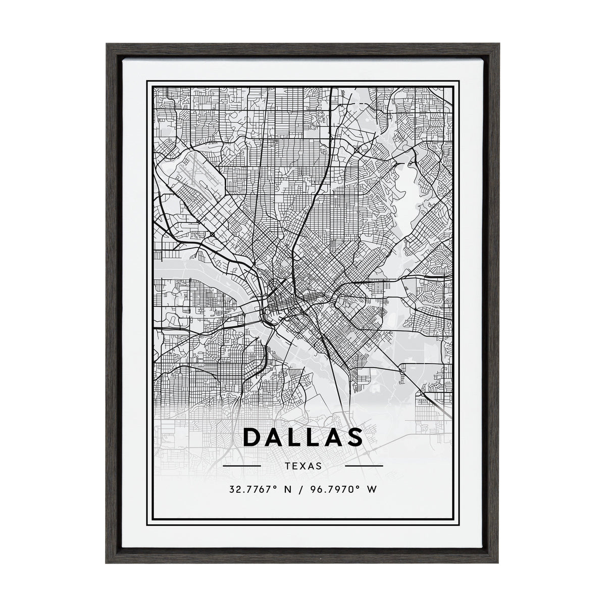 Sylvie Dallas Modern Map Framed Canvas by Jake Goossen