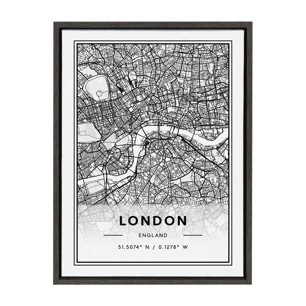 Sylvie London Modern Map Framed Canvas by Jake Goossen
