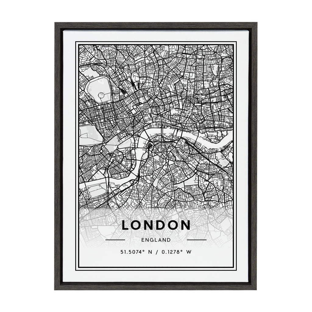 Sylvie London Modern Map Framed Canvas by Jake Goossen
