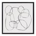 Sylvie Dancing Circles Black and Soft White Framed Canvas by Teju Reval of SnazzyHues