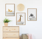 Sylvie Bathroom Bubble Bath 3 Ducks Framed Canvas by The Creative Bunch Studio