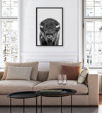 Sylvie Bison Portrait Black and White Framed Canvas by Amy Peterson Art Studio