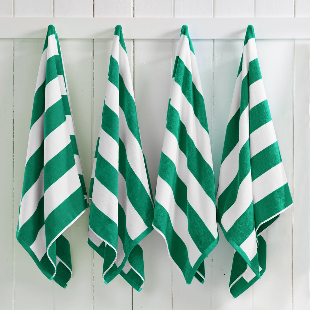 Cotton Velour Cabana Stripe Beach Towel - Novia Collection.