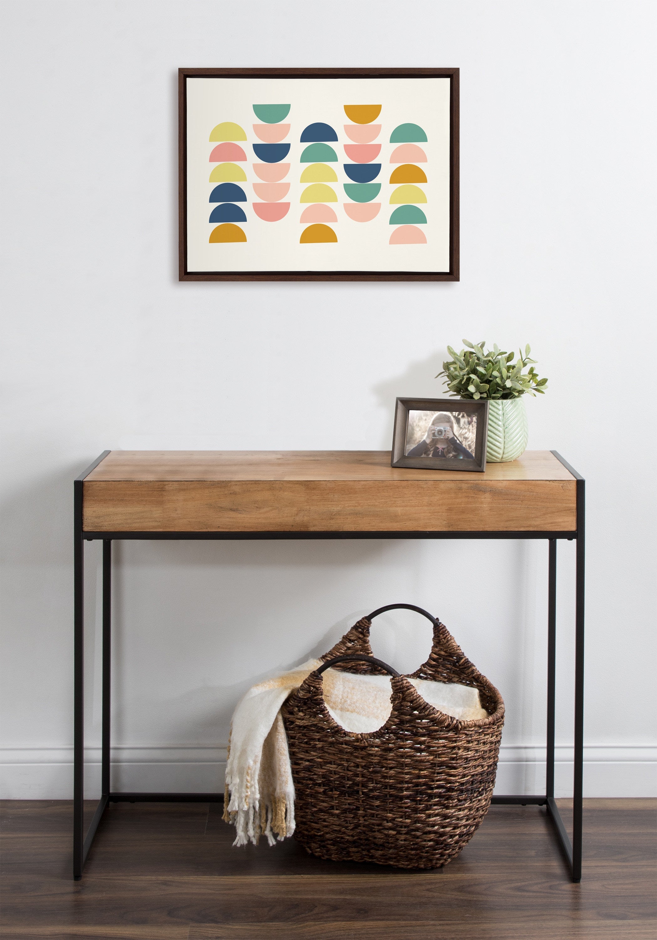 Sylvie Simple Shapes in Soft Colors Framed Canvas by Apricot and Birch