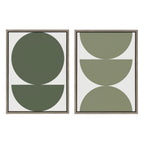 Sylvie Earthy Boho Geometric 1 Olive Green and Earthy Boho Geometric 2 Sage Green Framed Canvas by The Creative Bunch Studio