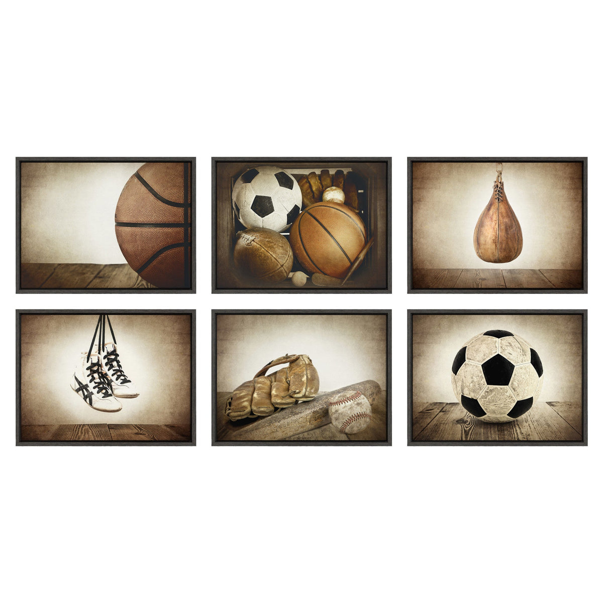 Sylvie Vintage Half Basketball Framed Canvas by Shawn St. Peter