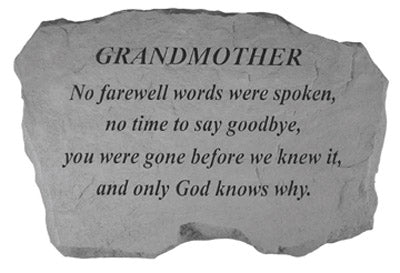 Kay Berry- Inc. 98020 Grandmother-No Farewell Words Were Spoken - Memorial - 16 Inches X 10.5 Inches X 1.5 Inches