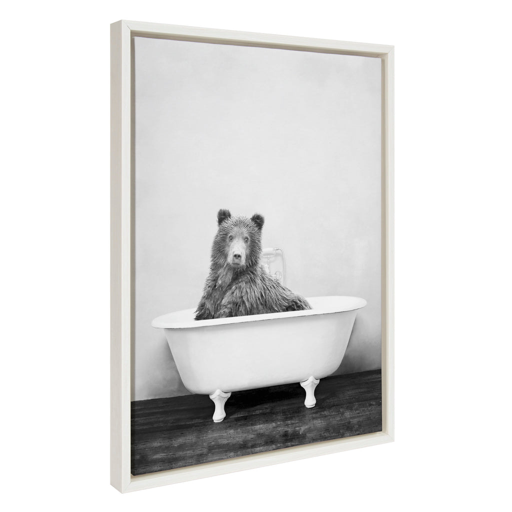 Sylvie Bear in the Tub Framed Canvas by Amy Peterson Art Studio