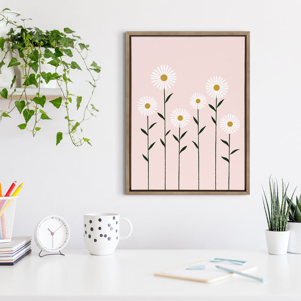 Sylvie Daisies Framed Canvas by Duchess Plum