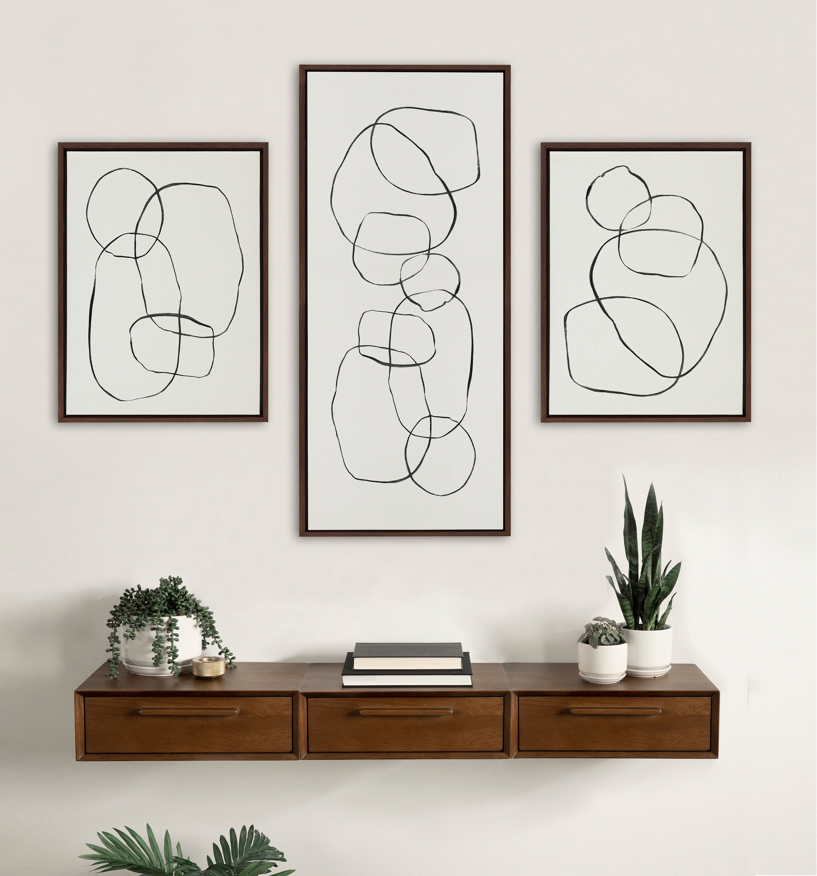 Sylvie Dancing Circles Framed Canvas by Teju Reval of SnazzyHues