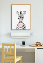 Sylvie Bubble Gum Zebra Framed Canvas by Amy Peterson Art Studio