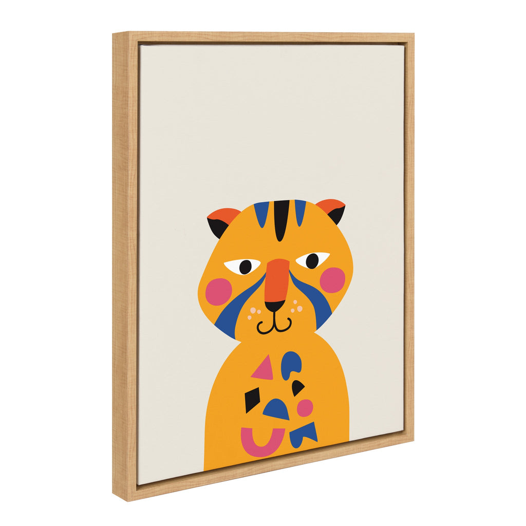 Sylvie Mid Century Modern Baby Tiger Framed Canvas by Rachel Lee of My Dream Wall