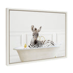 Sylvie Zebra In Bubble Bath Neutral Style Framed Canvas by Amy Peterson Art Studio