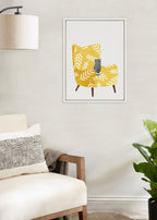 Sylvie 5 Mustard Chair Framed Canvas by Planet Cat