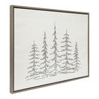 Sylvie Minimalist Evergreen Trees Sketch Framed Canvas by The Creative Bunch Studio