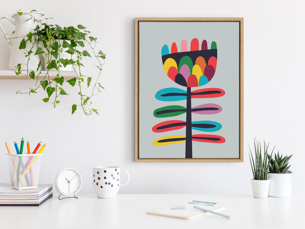 Sylvie Mid Century Modern Wildflower Framed Canvas by Rachel Lee of My Dream Wall