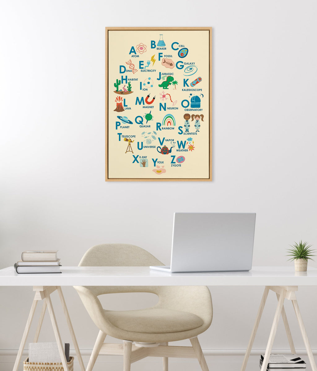Sylvie Science Alphabet Framed Canvas by Carrie Cantwell