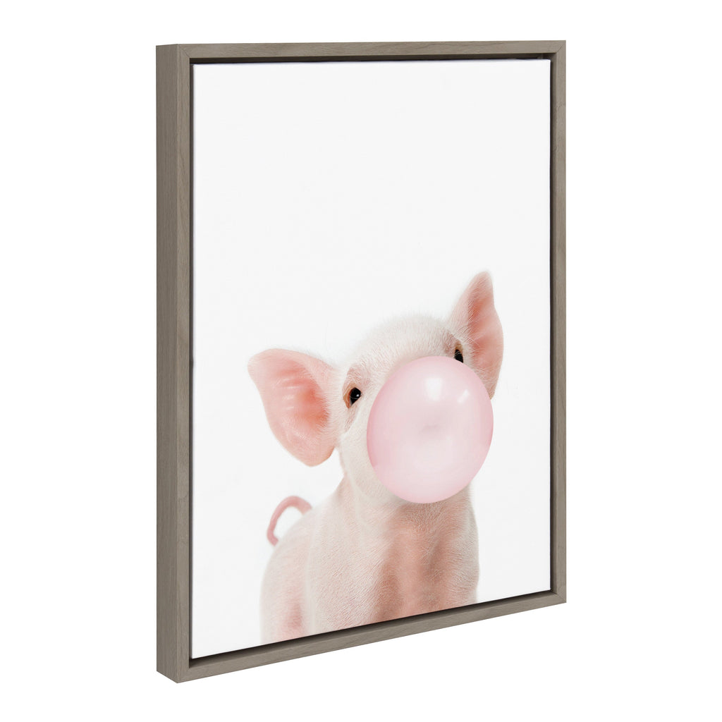 Sylvie Bubble Gum Piglet Framed Canvas by Amy Peterson Art Studio