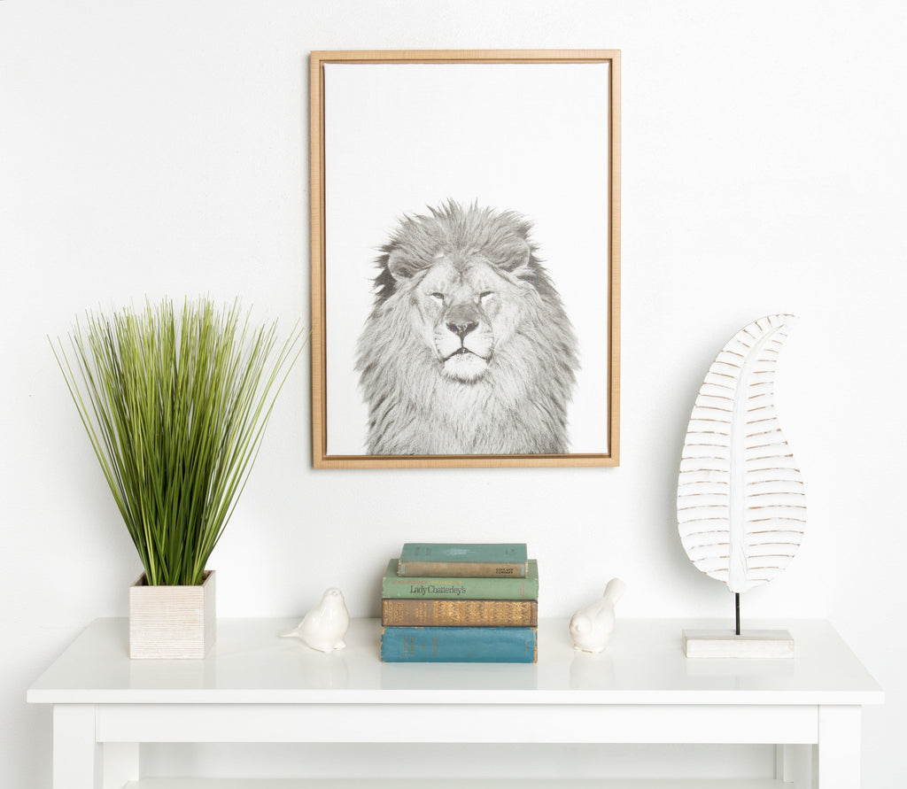 Sylvie Lion Framed Canvas by Simon Te Tai