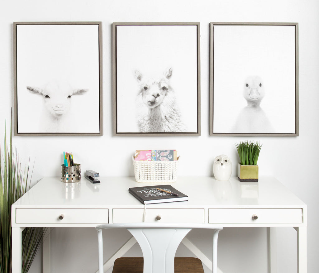 Sylvie Baby Goat Framed Canvas by Simon Te Tai