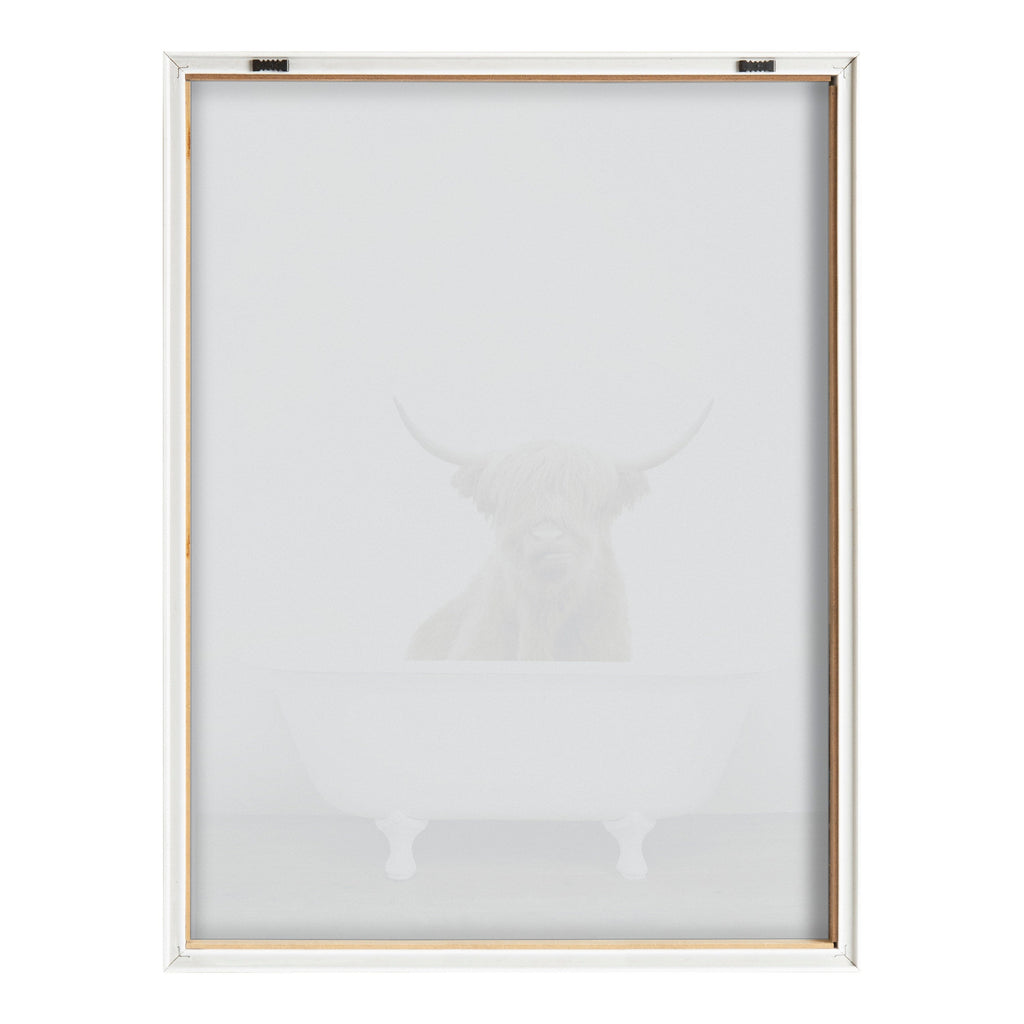 Blake Highland Cow in Tub Color Framed Printed Glass by Amy Peterson Art Studio